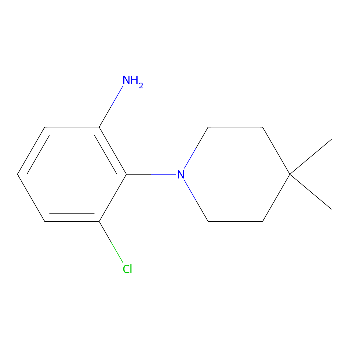 3-Chloro-2-(4,4-dimethyl-1-piperidyl)aniline molecular structure, CAS 1339476-55-9