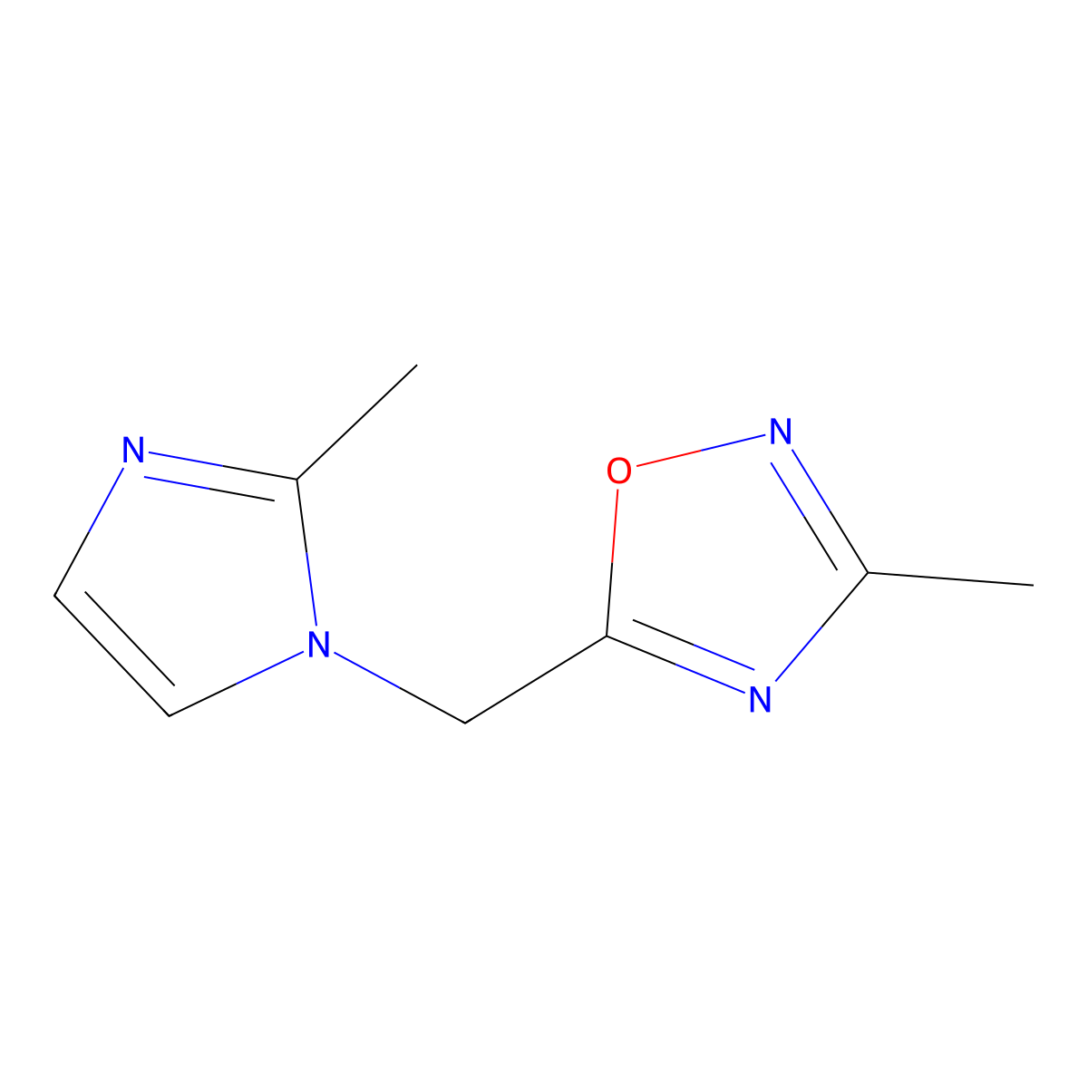 3-methyl-5-[(2-methyl-1H-imidazol-1-yl)methyl]-1,2,4-oxadiazole molecular structure, CAS 1339479-30-9