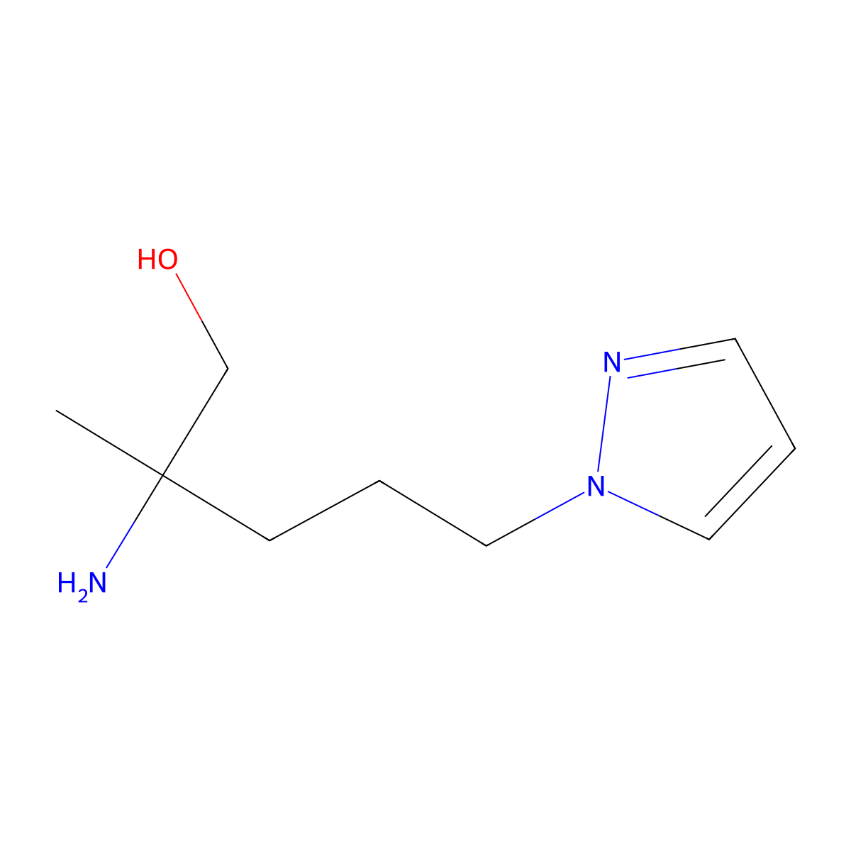 2-Amino-2-methyl-5-(1h-pyrazol-1-yl)pentan-1-ol molecular structure, CAS 1339481-29-6