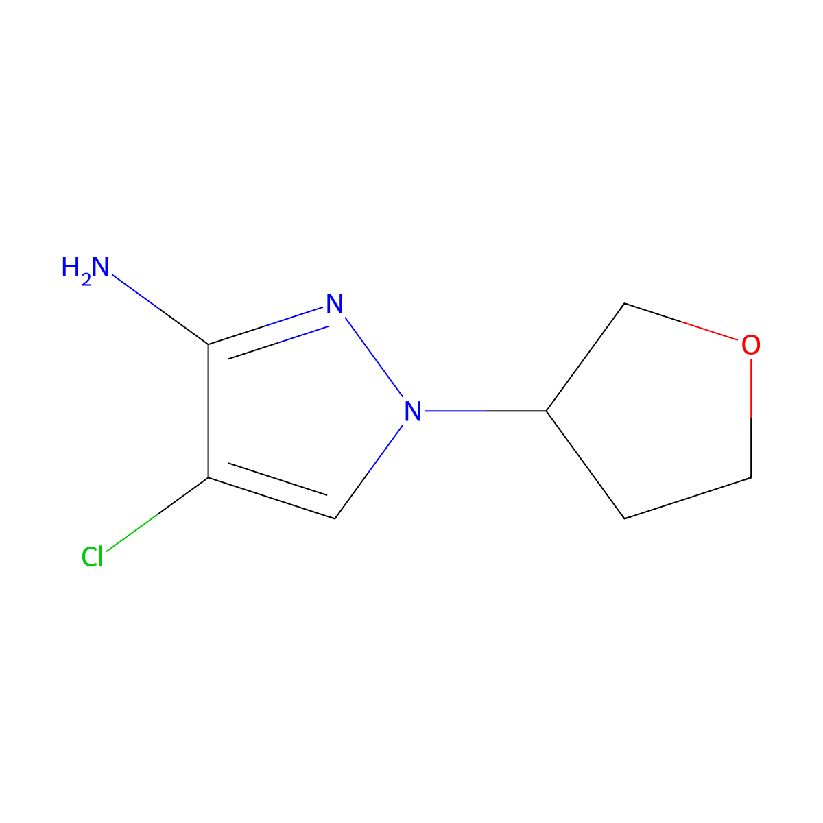 4-chloro-1-(oxolan-3-yl)-1H-pyrazol-3-amine molecular structure, CAS 1339482-97-1
