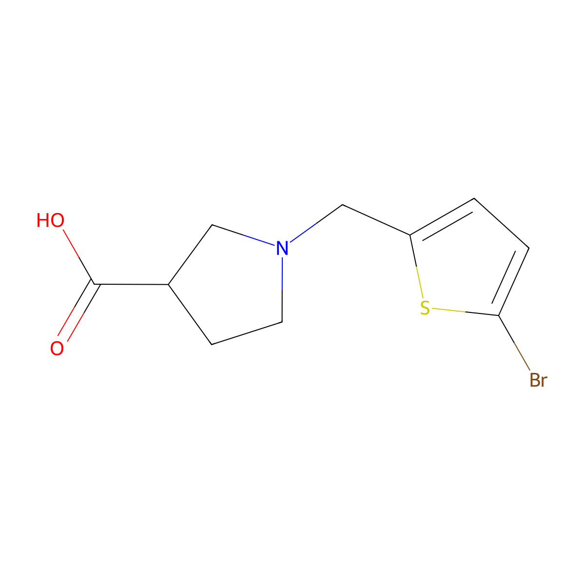 1-[(5-Bromothiophen-2-yl)methyl]pyrrolidine-3-carboxylic acid molecular structure, CAS 1339483-33-8