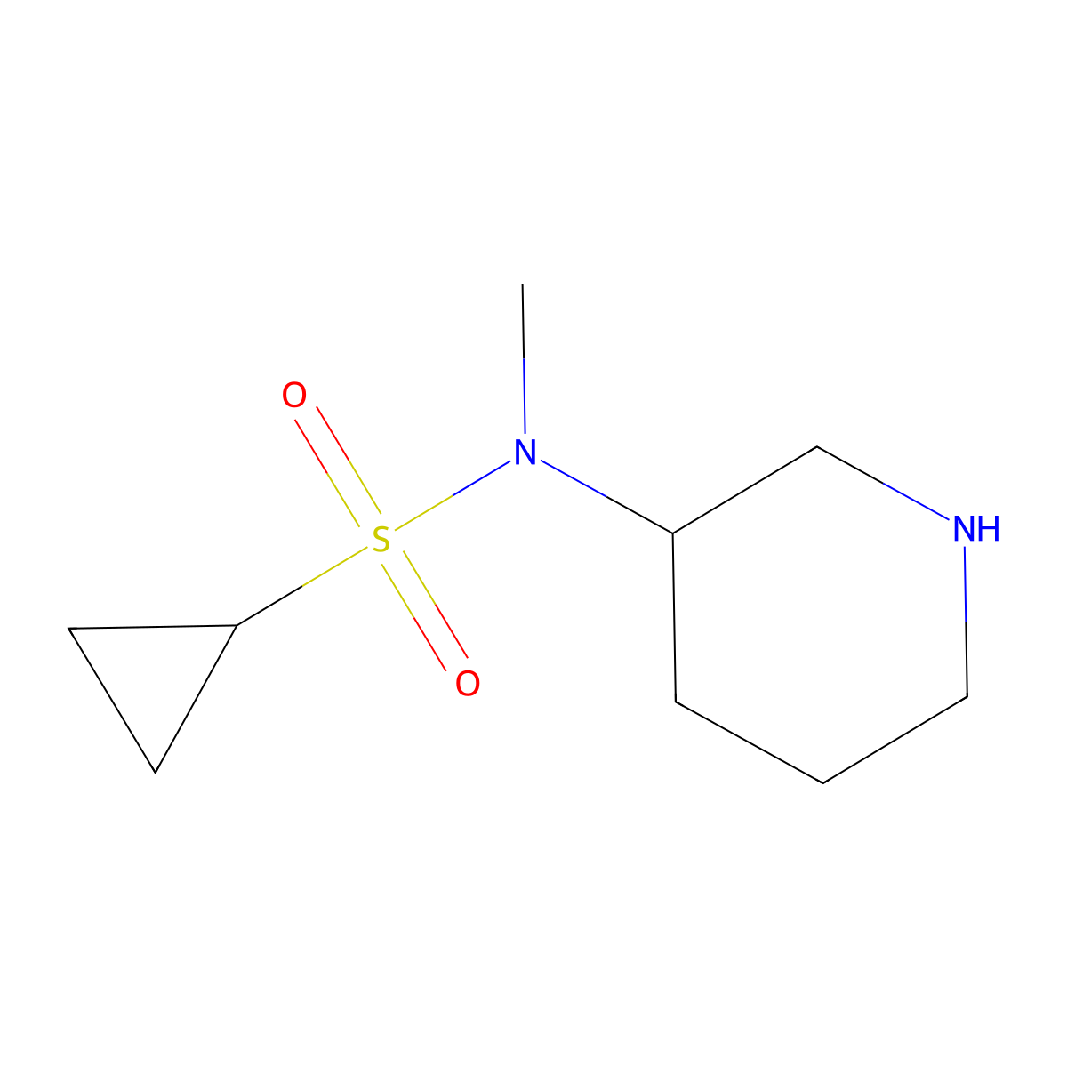 N-methyl-N-(piperidin-3-yl)cyclopropanesulfonamide molecular structure, CAS 1339486-54-2