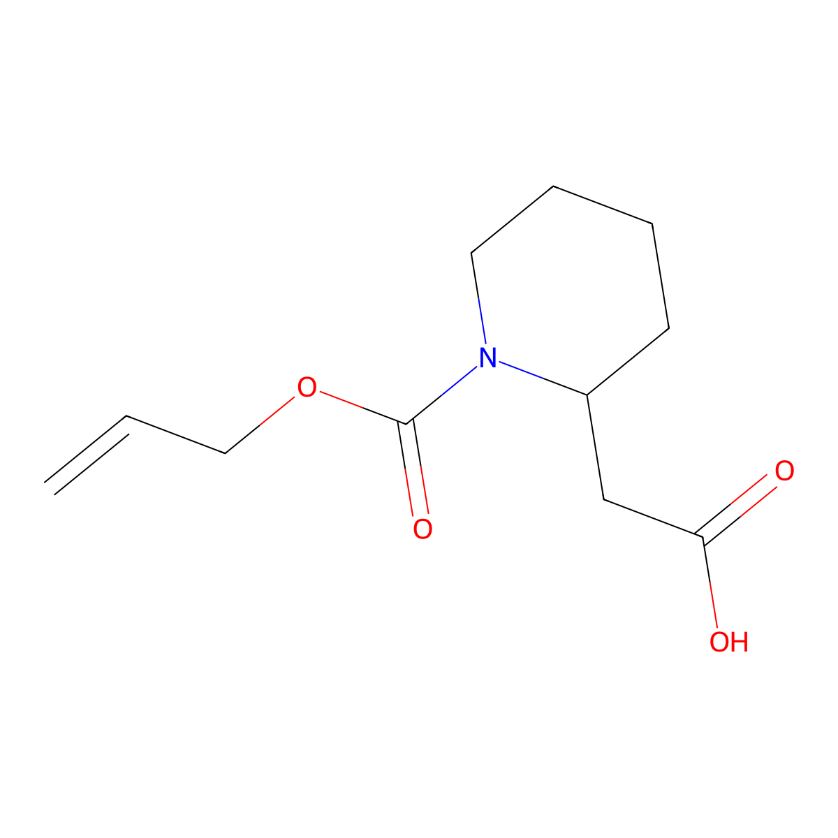 2-{1-[(Prop-2-en-1-yloxy)carbonyl]piperidin-2-yl}acetic acid molecular structure, CAS 1339487-18-1