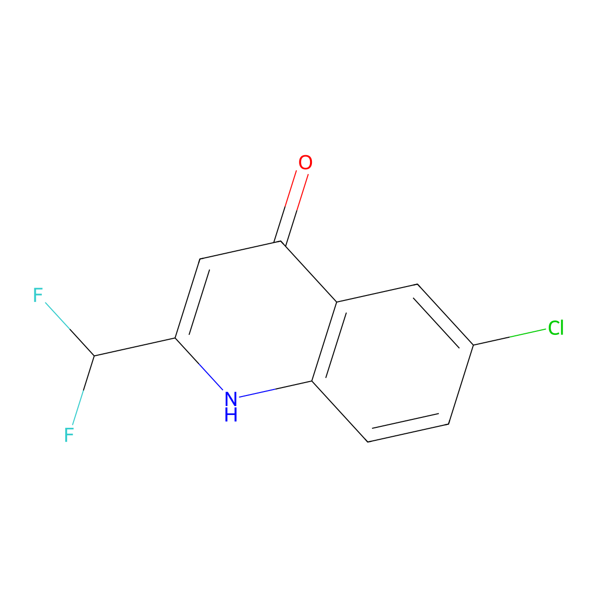 6-Chloro-2-(difluoromethyl)-1,4-dihydroquinolin-4-one molecular structure, CAS 1339490-19-5
