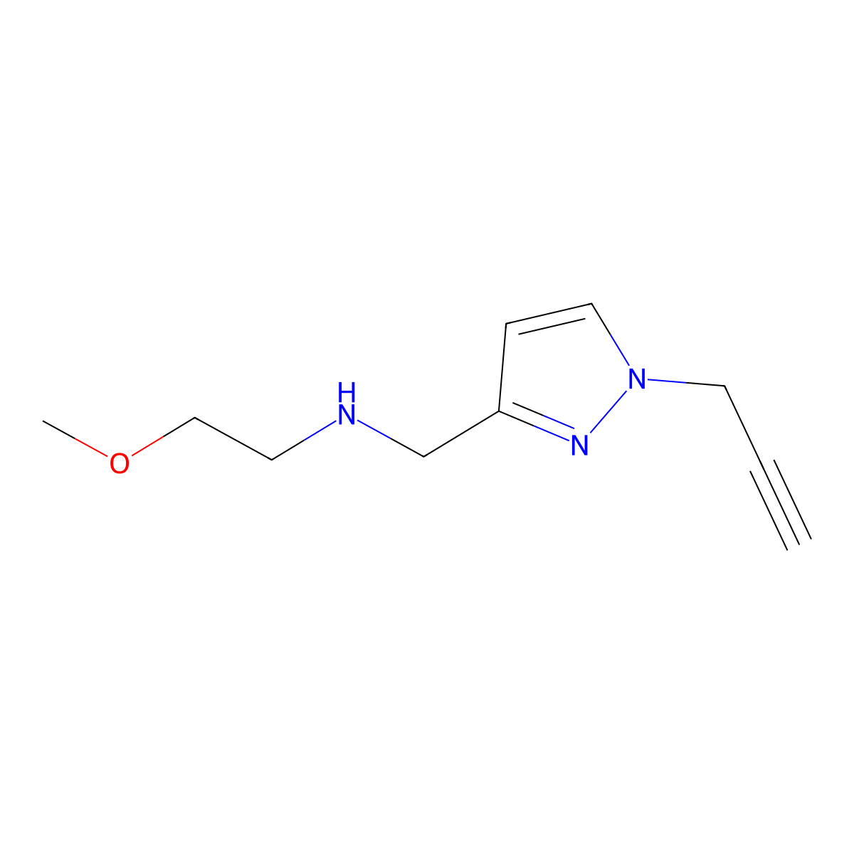 (2-Methoxyethyl)({[1-(prop-2-yn-1-yl)-1H-pyrazol-3-yl]methyl})amine molecular structure, CAS 1339494-97-1