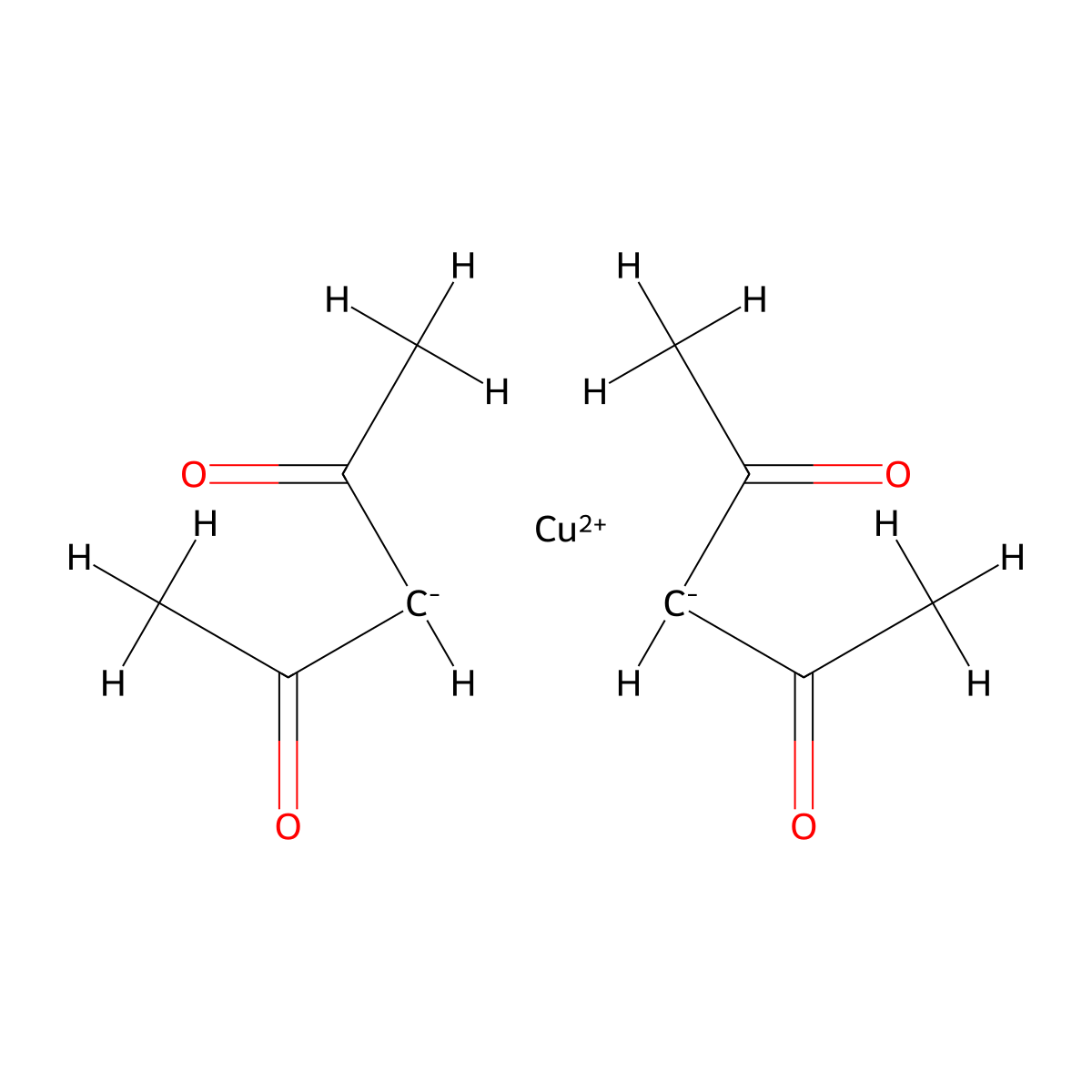 Copper(II) acetylacetonate molecular structure, CAS 13395-16-9