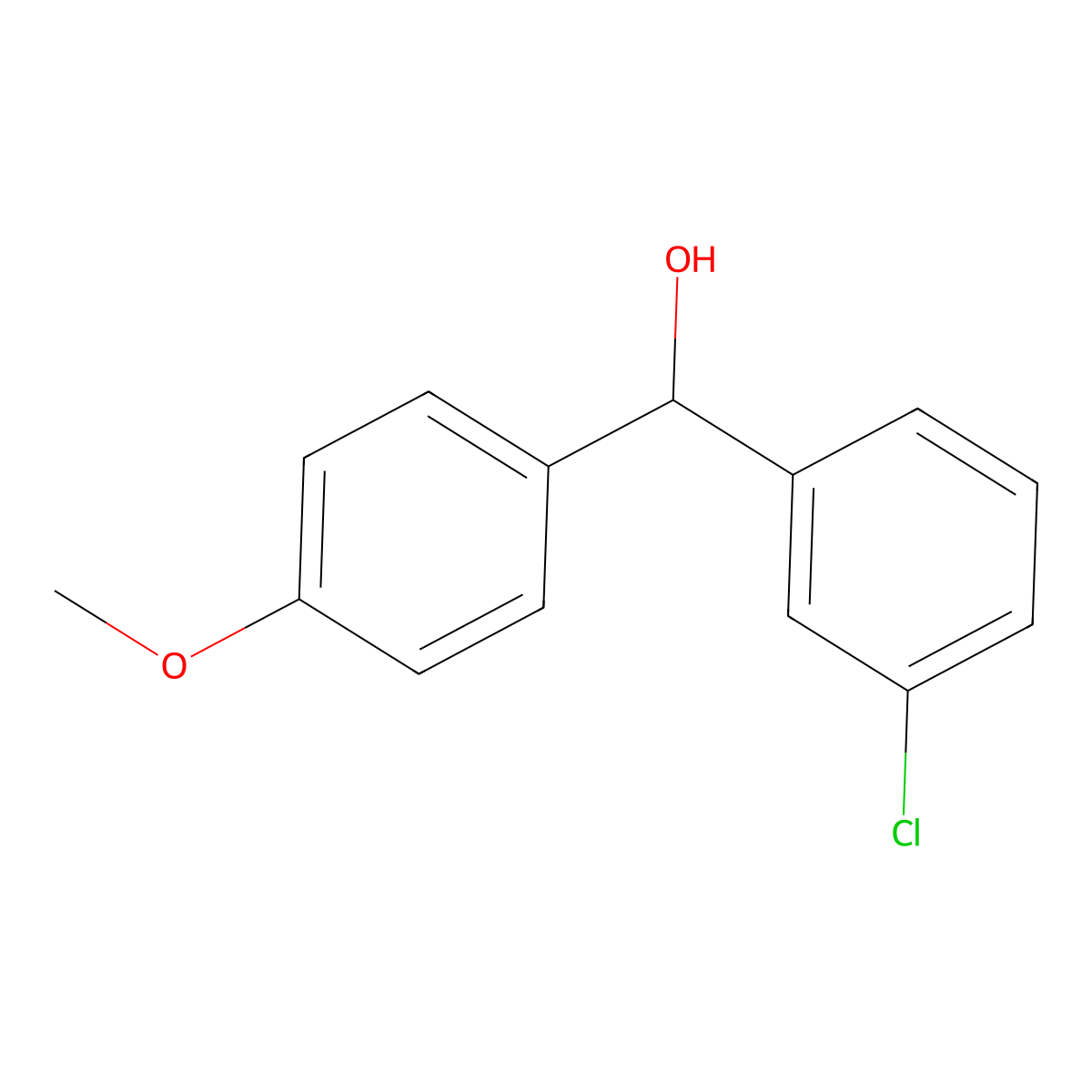 (3-Chlorophenyl)(4-methoxyphenyl)methanol molecular structure, CAS 13395-66-9