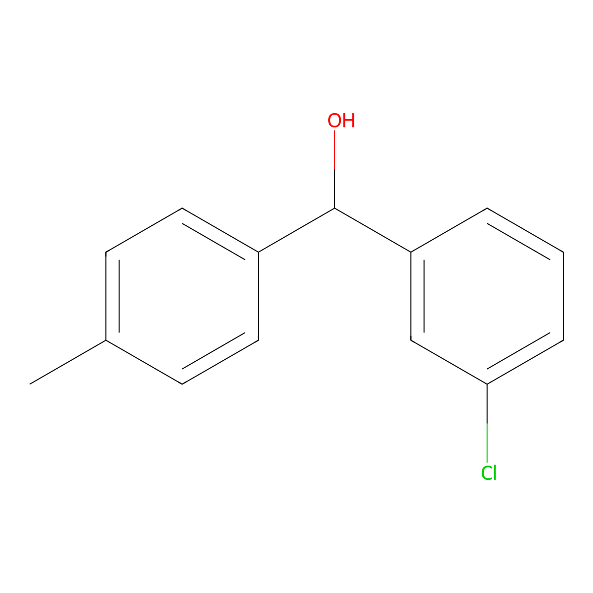 (3-Chlorophenyl)(p-tolyl)methanol molecular structure, CAS 13395-67-0