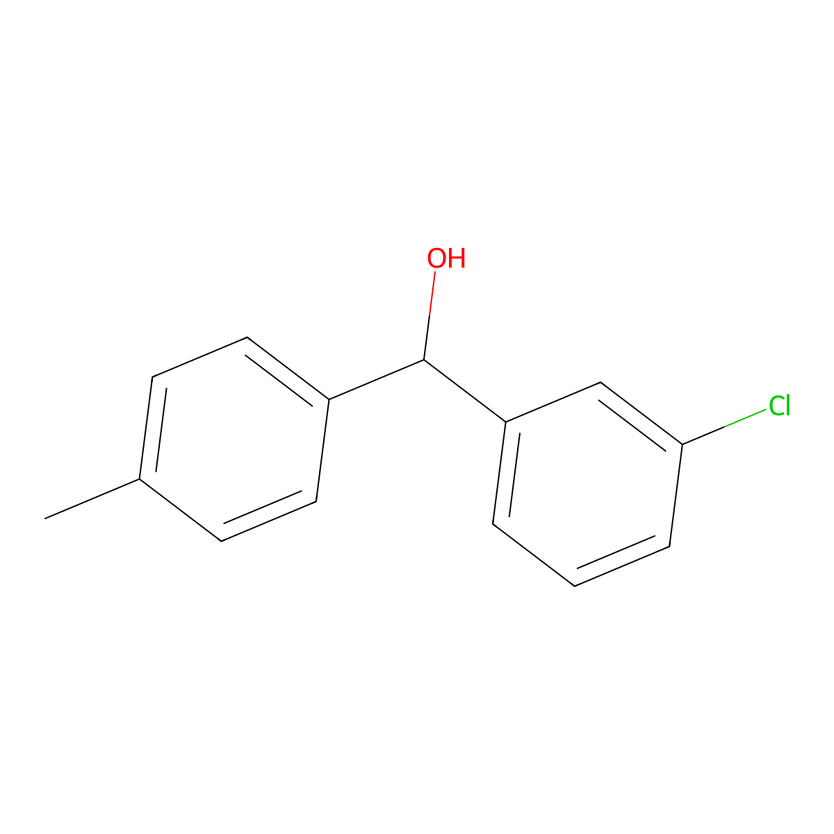 (3-Chlorophenyl)(p-tolyl)methanol molecular structure, CAS 13395-67-0
