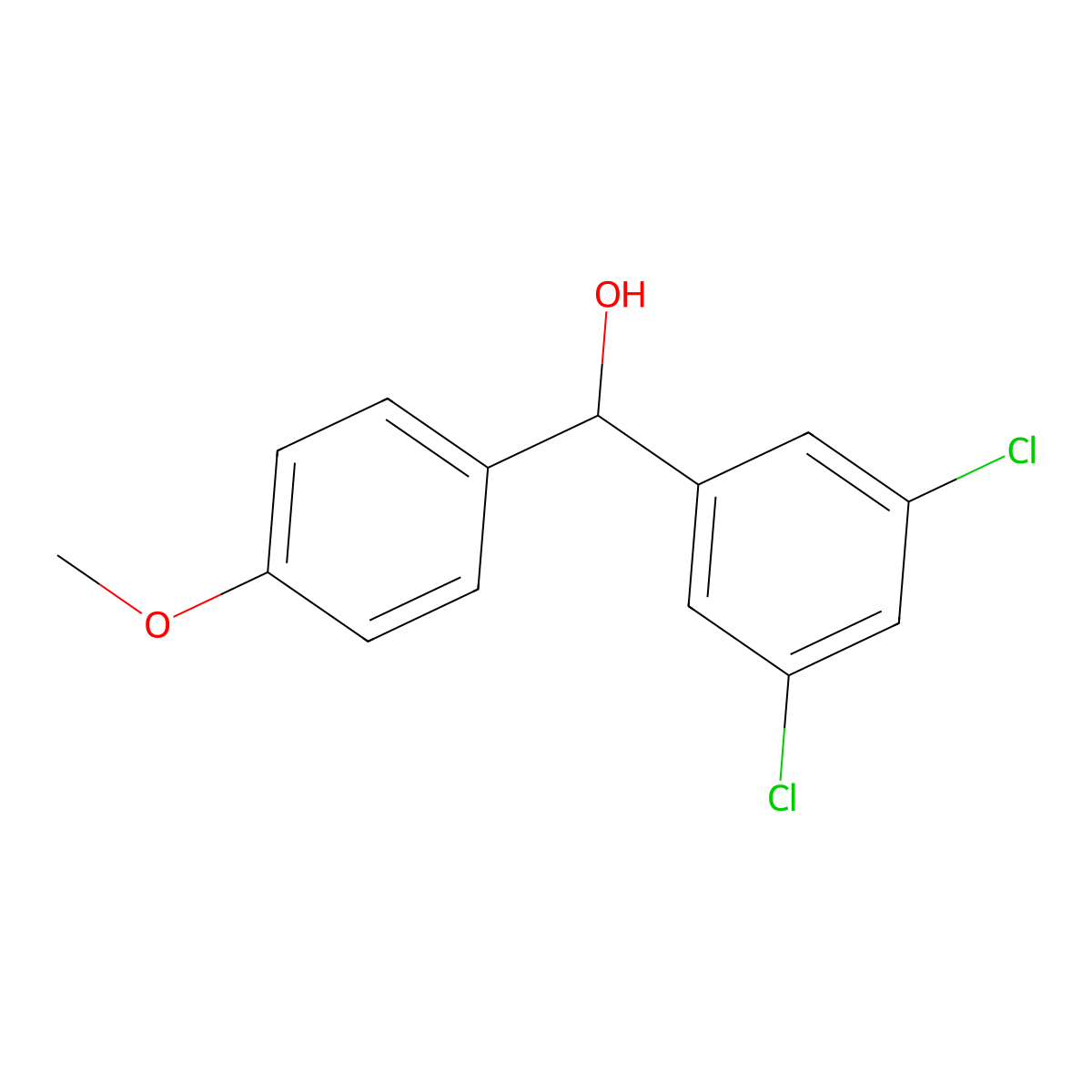 (3,5-Dichlorophenyl)(4-methoxyphenyl)methanol molecular structure, CAS 13395-68-1