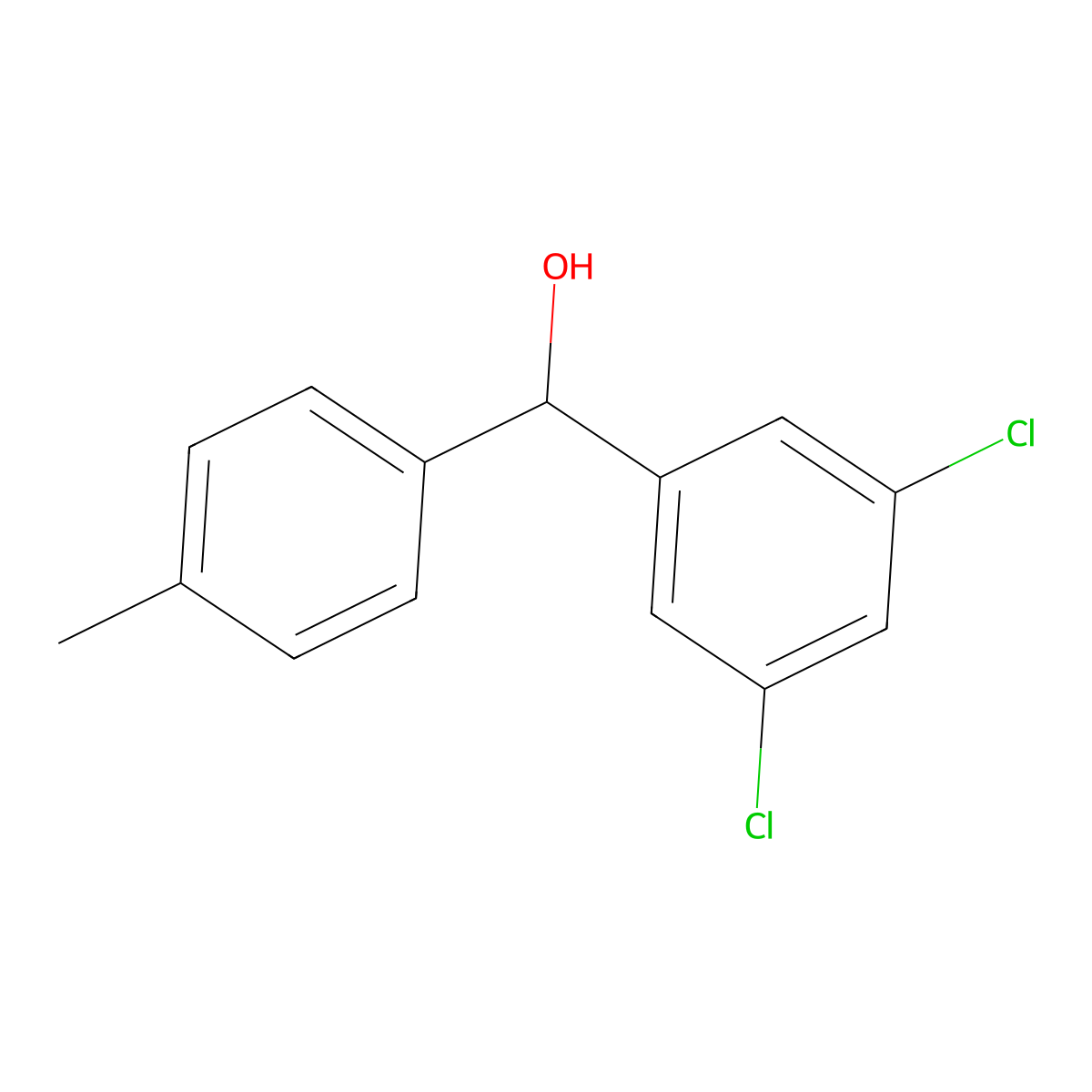 3,5-Dichloro-4'-methylbenzhydrol molecular structure, CAS 13395-69-2