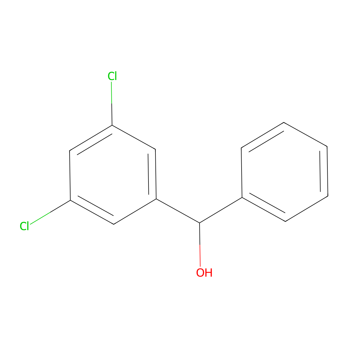 3,5-Dichloro-alpha-phenylbenzenemethanol molecular structure, CAS 13395-70-5
