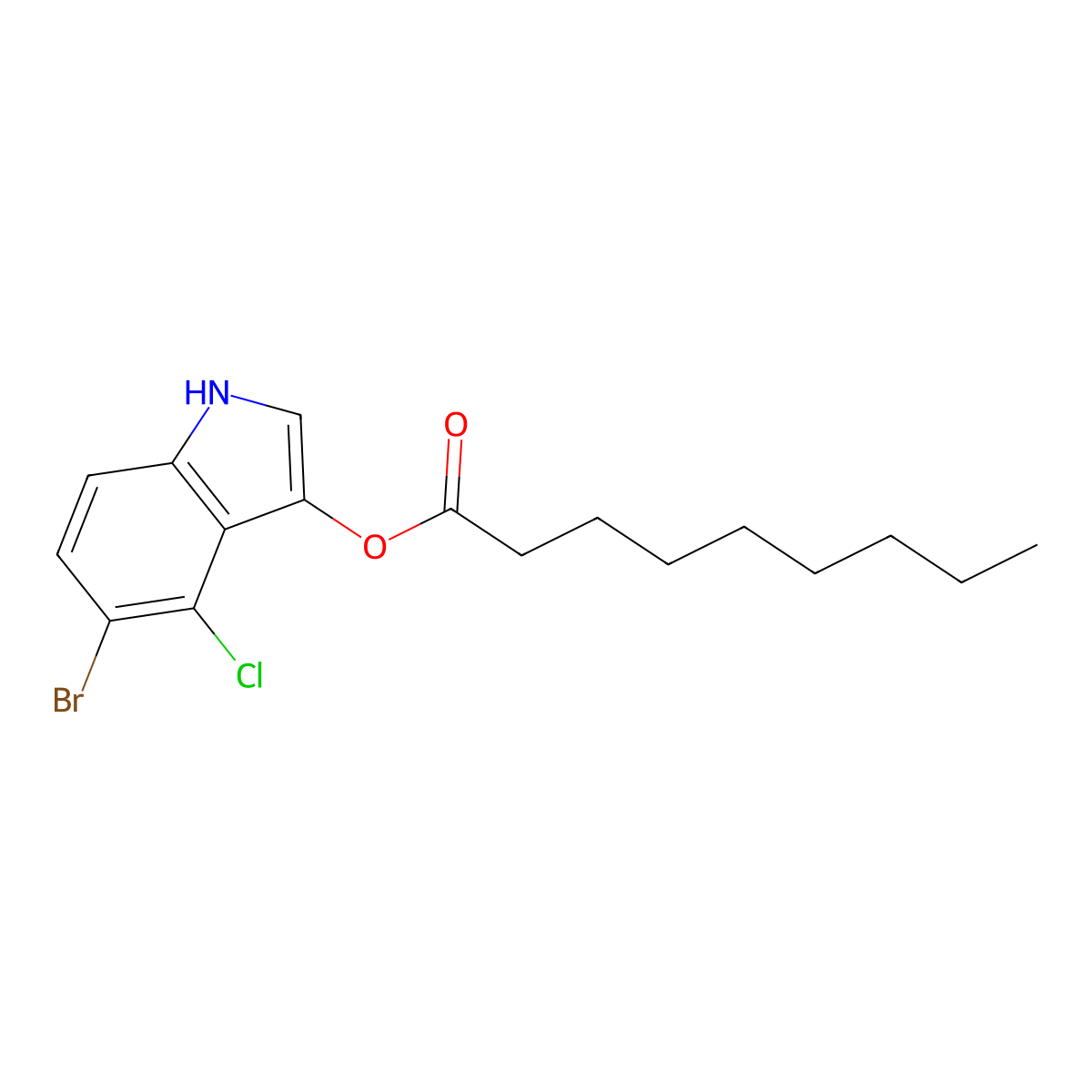 5-Bromo-4-chloro-1H-indol-3-yl nonanoate molecular structure, CAS 133950-77-3