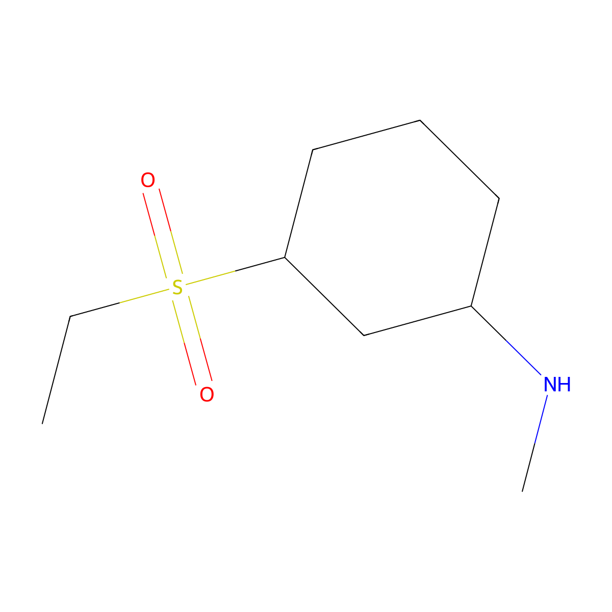 3-(ethanesulfonyl)-N-methylcyclohexan-1-amine molecular structure, CAS 1339501-53-9
