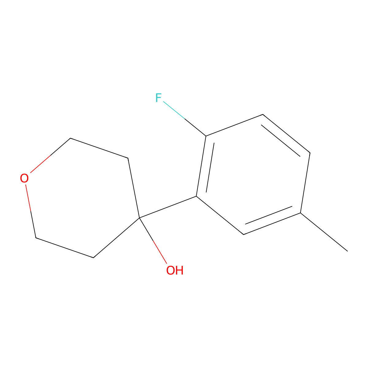 4-(2-Fluoro-5-methylphenyl)tetrahydro-2H-pyran-4-ol molecular structure, CAS 1339505-78-0