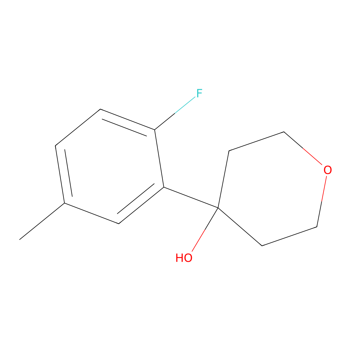 4-(2-Fluoro-5-methylphenyl)tetrahydro-2H-pyran-4-ol molecular structure, CAS 1339505-78-0