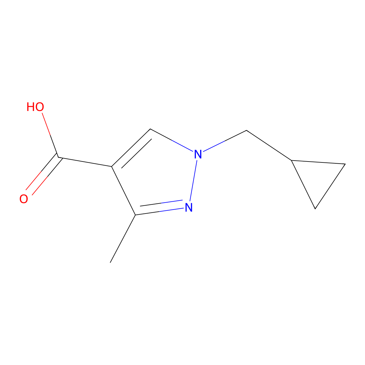 1-(cyclopropylmethyl)-3-methyl-1H-pyrazole-4-carboxylic acid molecular structure, CAS 1339506-33-0