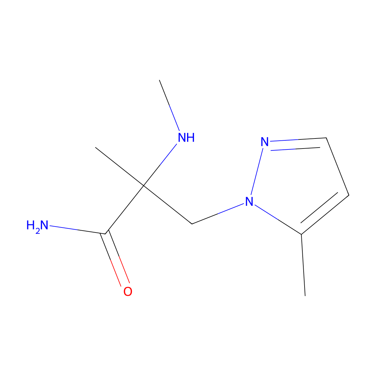 2-Methyl-3-(5-methyl-1h-pyrazol-1-yl)-2-(methylamino)propanamide molecular structure, CAS 1339508-66-5