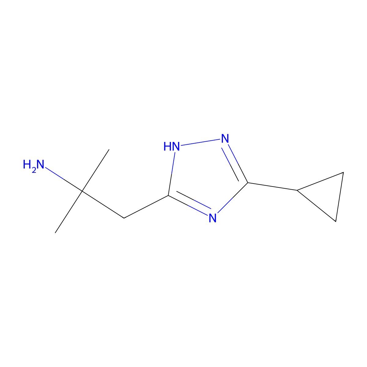 1-(3-cyclopropyl-1H-1,2,4-triazol-5-yl)-2-methylpropan-2-amine molecular structure, CAS 1339512-99-0