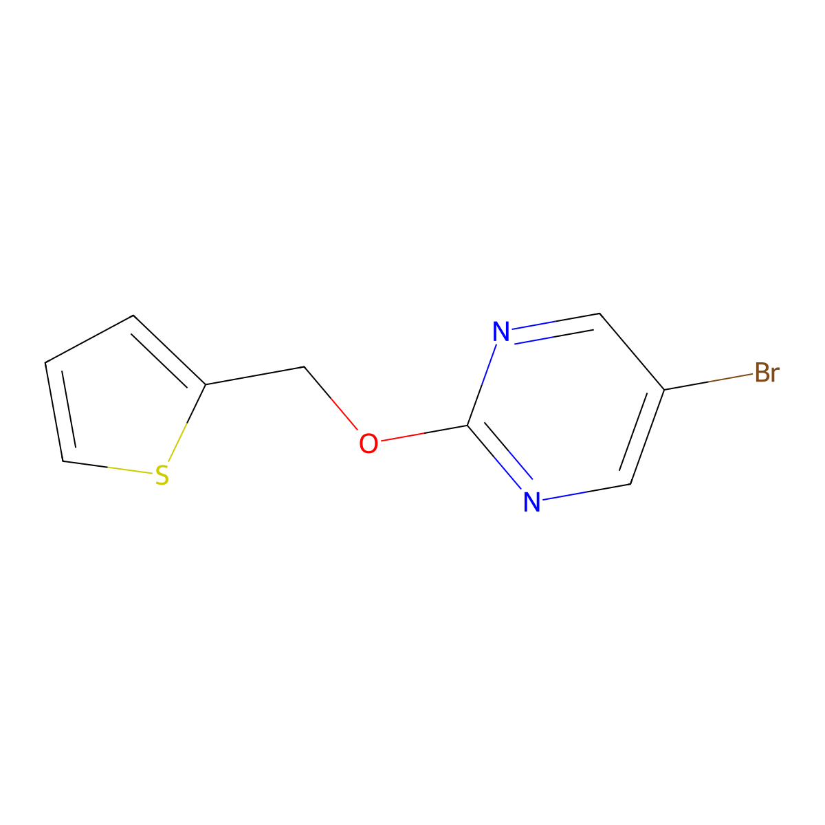 5-Bromo-2-(thiophen-2-ylmethoxy)-pyrimidine molecular structure, CAS 1339514-44-1