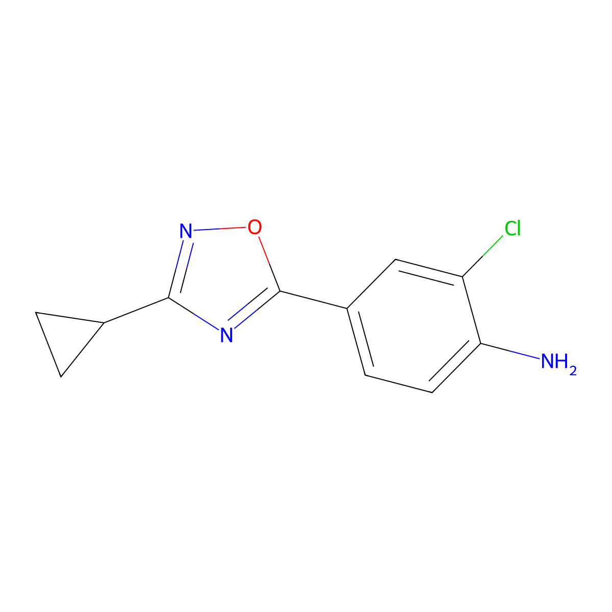 2-Chloro-4-(3-cyclopropyl-1,2,4-oxadiazol-5-yl)aniline molecular structure, CAS 1339515-32-0