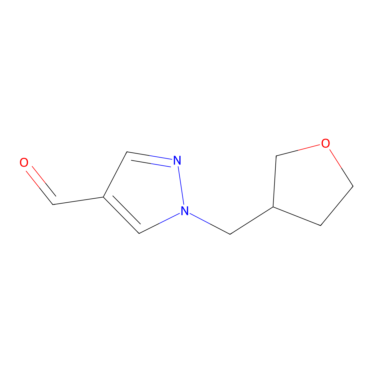 1-((tetrahydrofuran-3-yl)methyl)-1H-pyrazole-4-carbaldehyde molecular structure, CAS 1339517-49-5