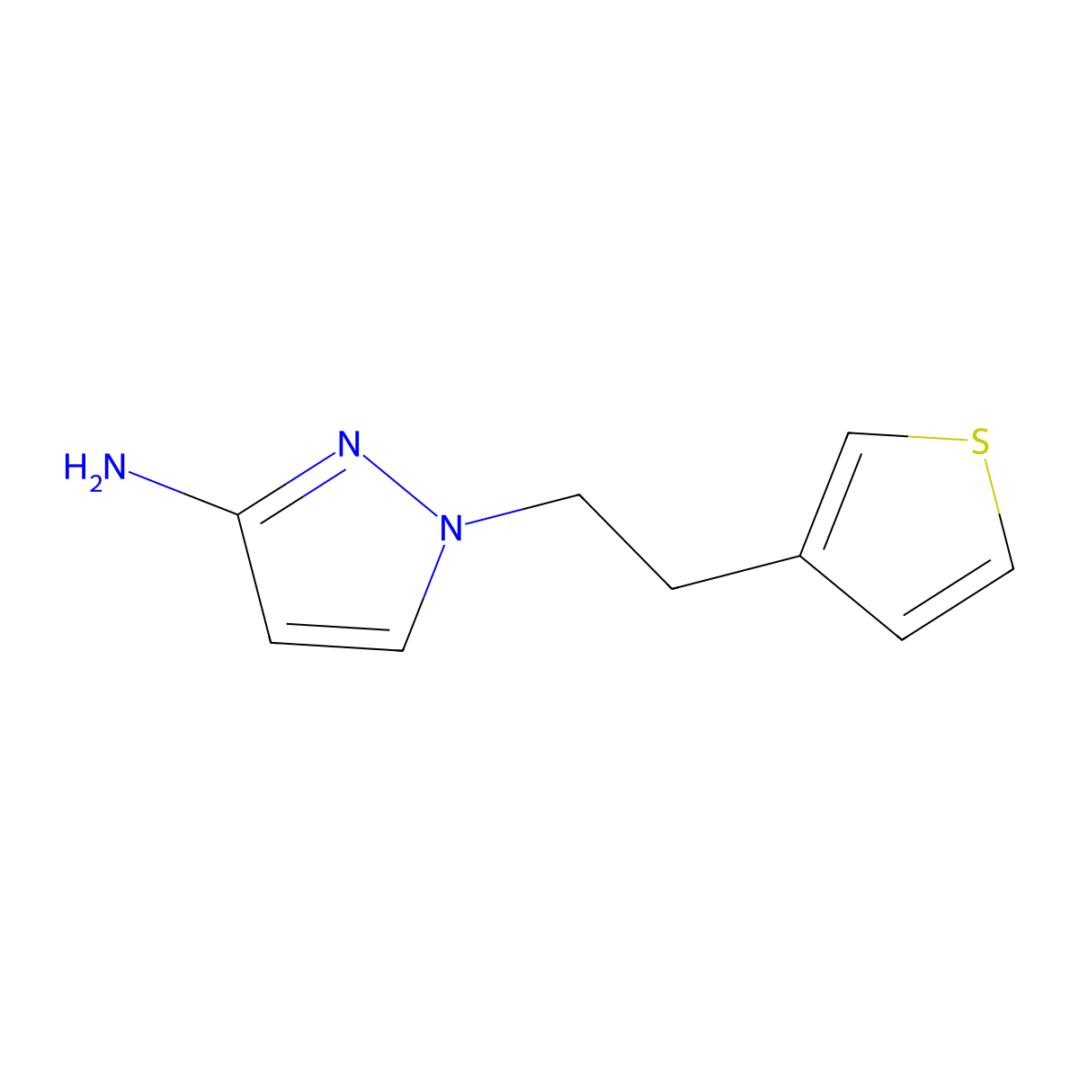 1-[2-(Thiophen-3-yl)ethyl]-1H-pyrazol-3-amine molecular structure, CAS 1339517-73-5