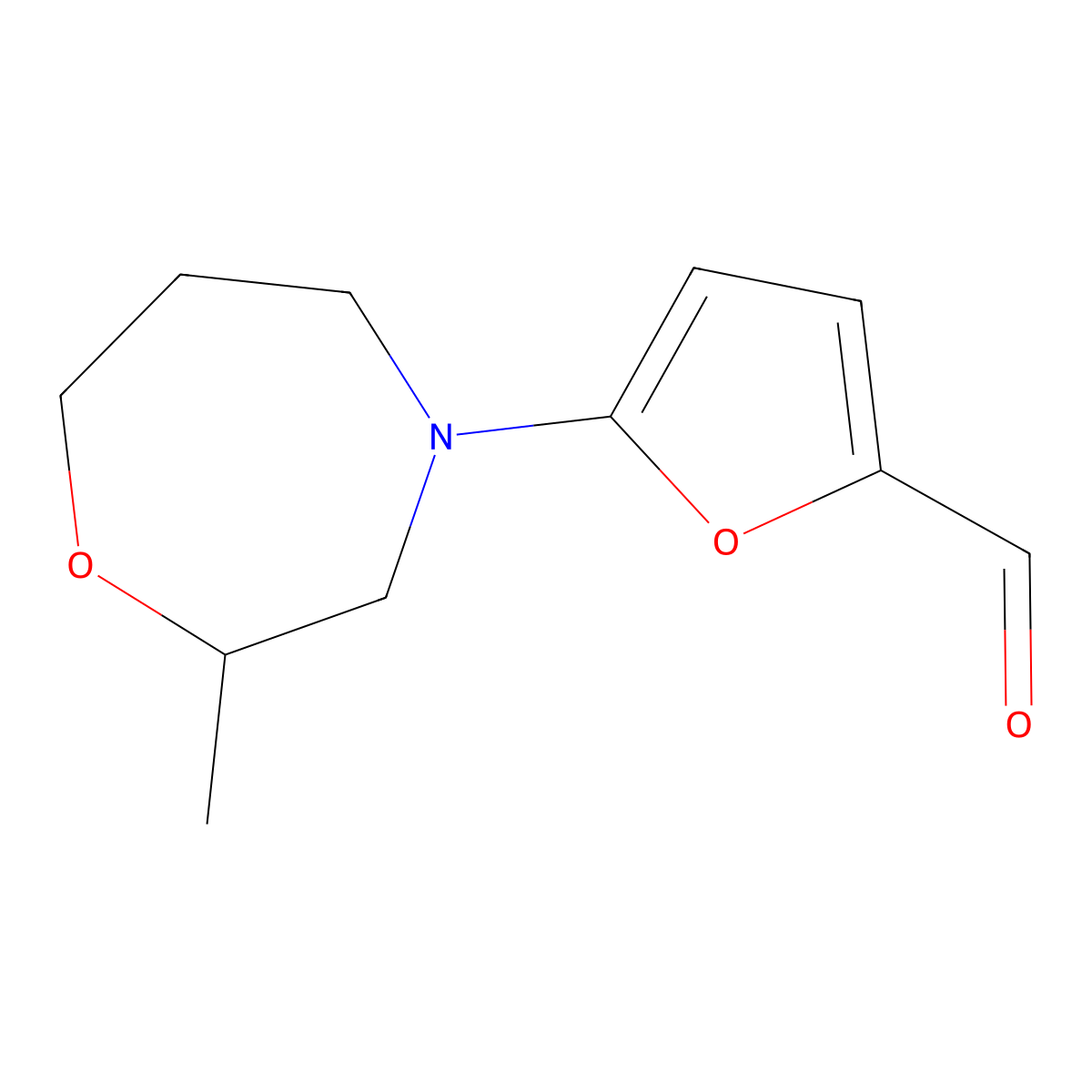 5-(2-Methyl-1,4-oxazepan-4-yl)furan-2-carbaldehyde molecular structure, CAS 1339518-61-4