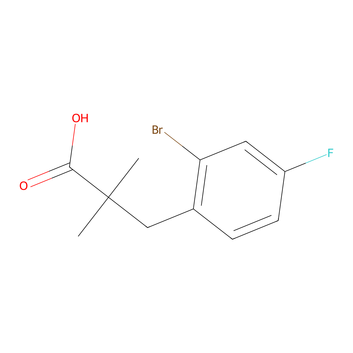 3-(2-Bromo-4-fluorophenyl)-2,2-dimethylpropanoic acid molecular structure, CAS 1339519-78-6