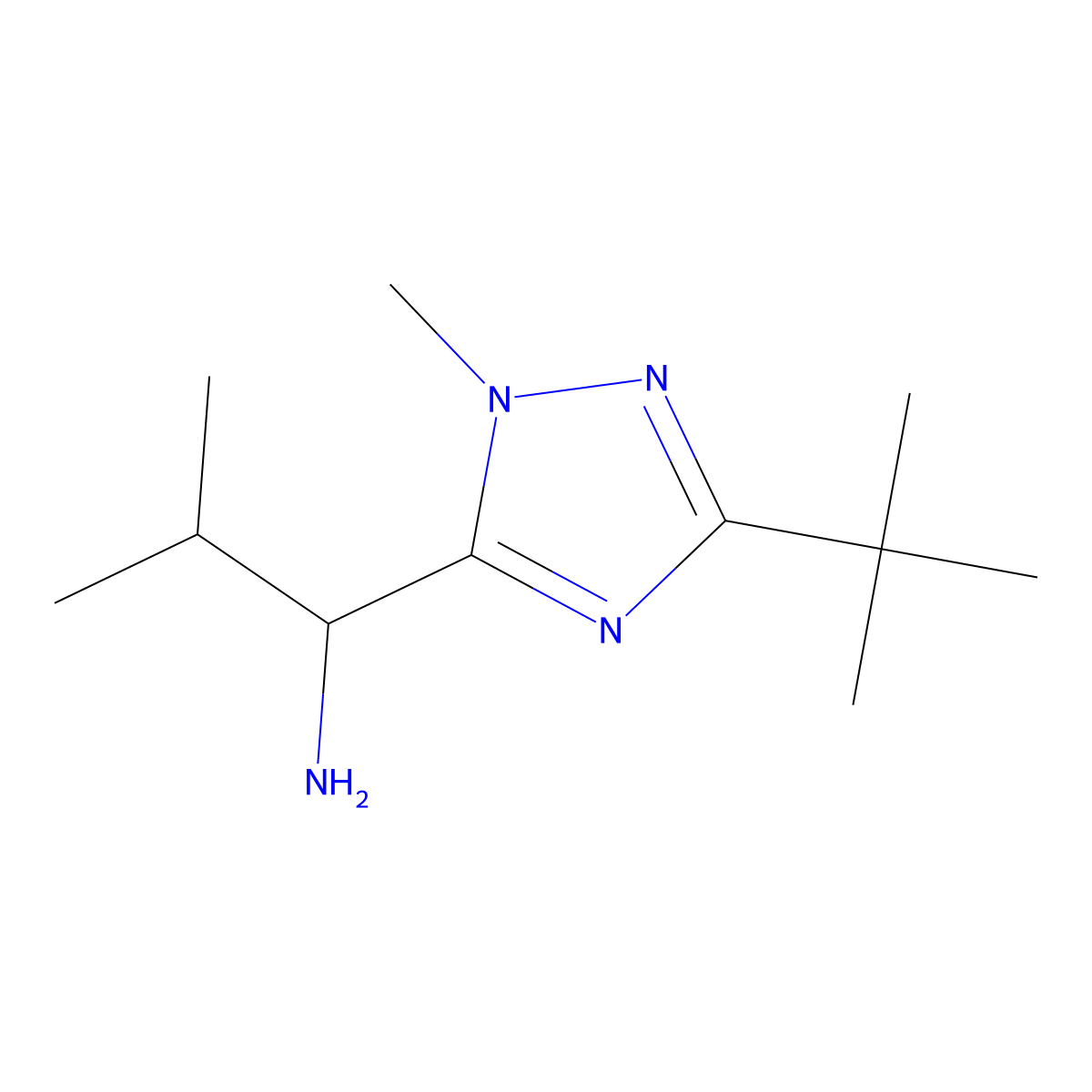 1-(3-(Tert-butyl)-1-methyl-1h-1,2,4-triazol-5-yl)-2-methylpropan-1-amine molecular structure, CAS 1339521-46-8