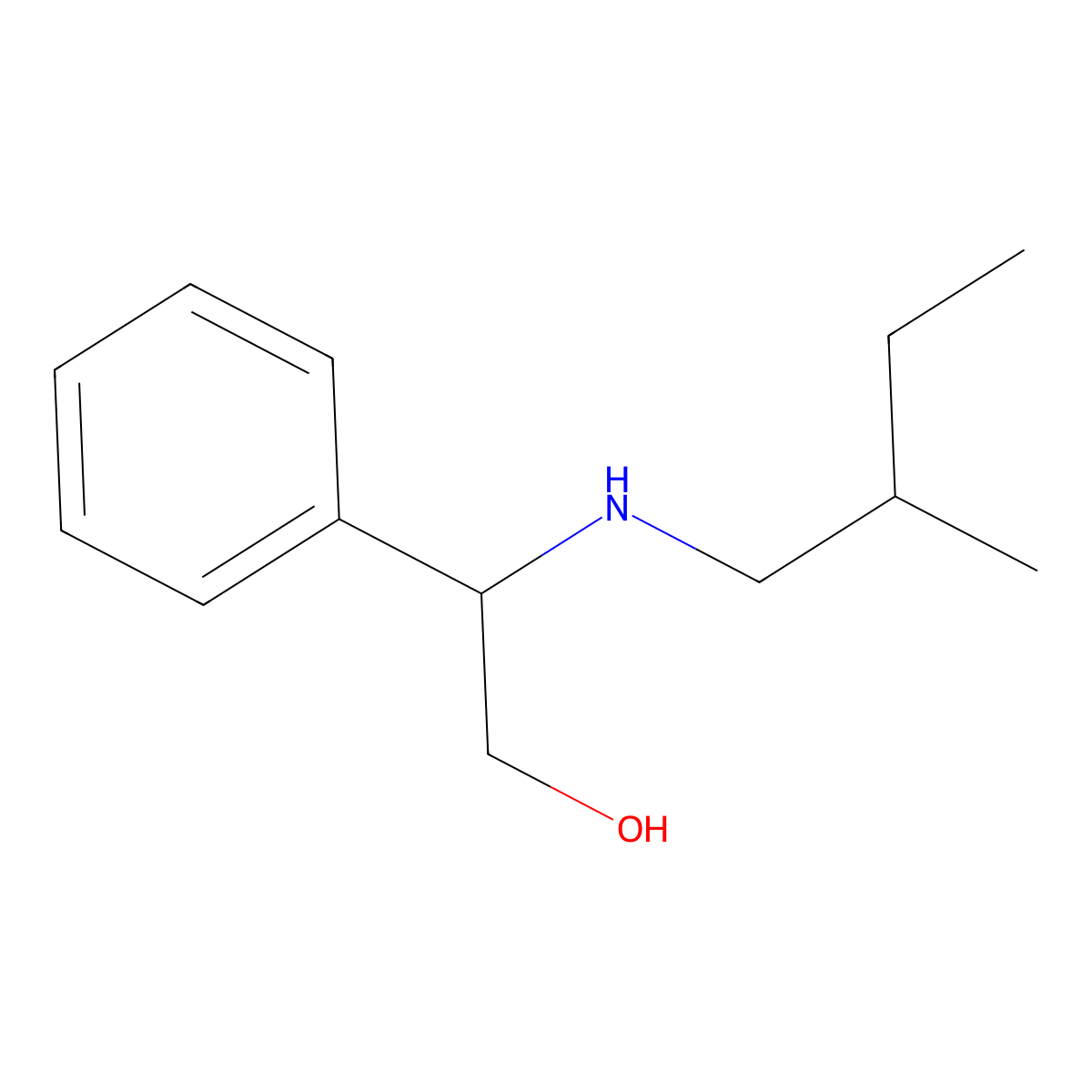 2-[(2-Methylbutyl)amino]-2-phenylethan-1-ol molecular structure, CAS 1339521-56-0