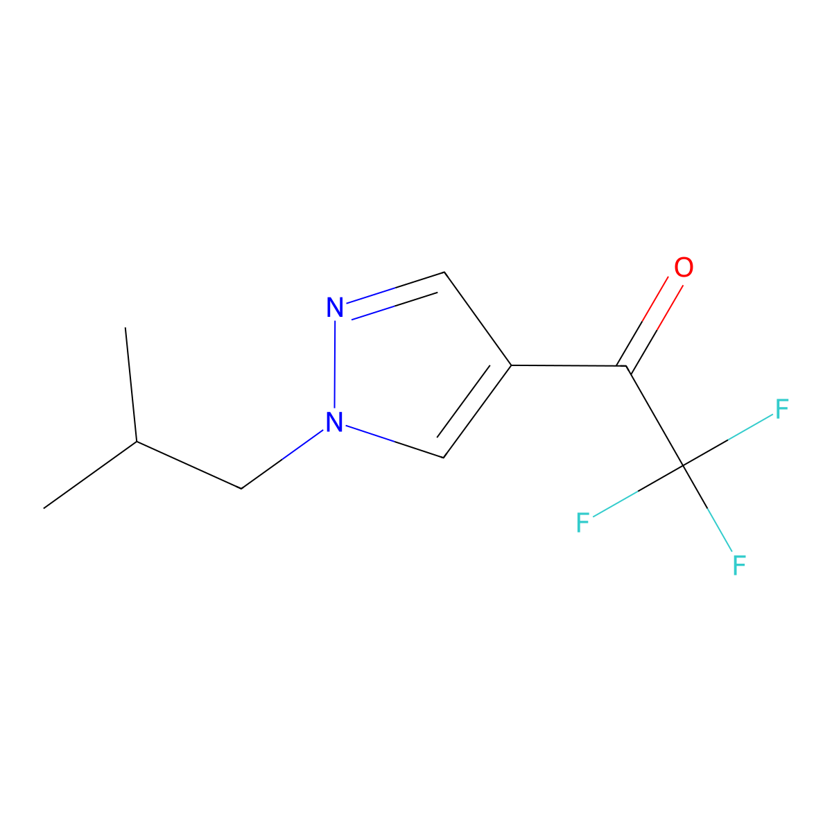 2,2,2-trifluoro-1-[1-(2-methylpropyl)-1H-pyrazol-4-yl]ethan-1-one molecular structure, CAS 1339521-85-5