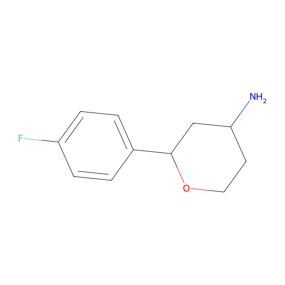 2-(4-Fluorophenyl)oxan-4-amine molecular structure, CAS 1339523-18-0