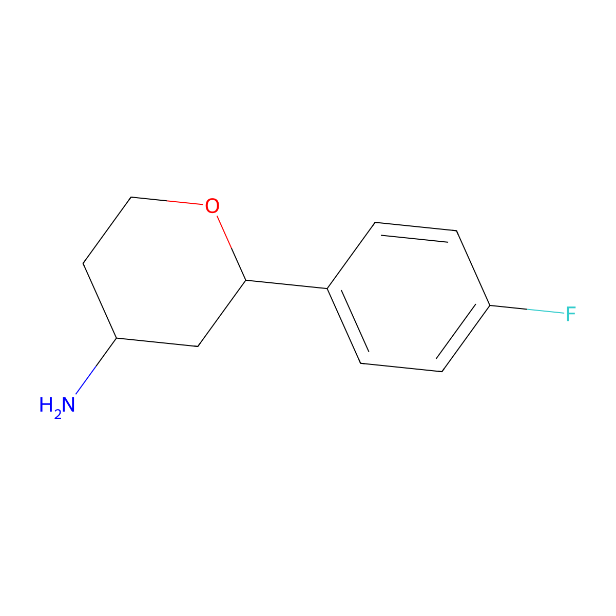 2-(4-Fluorophenyl)oxan-4-amine molecular structure, CAS 1339523-18-0