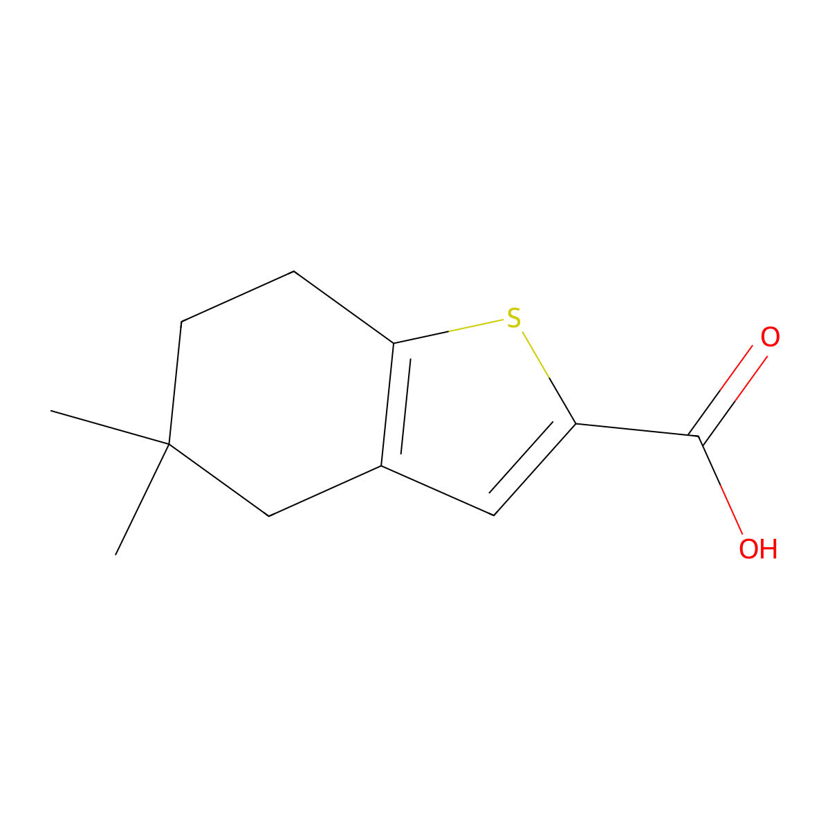 5,5-Dimethyl-4,5,6,7-tetrahydro-1-benzothiophene-2-carboxylic acid molecular structure, CAS 1339526-12-3