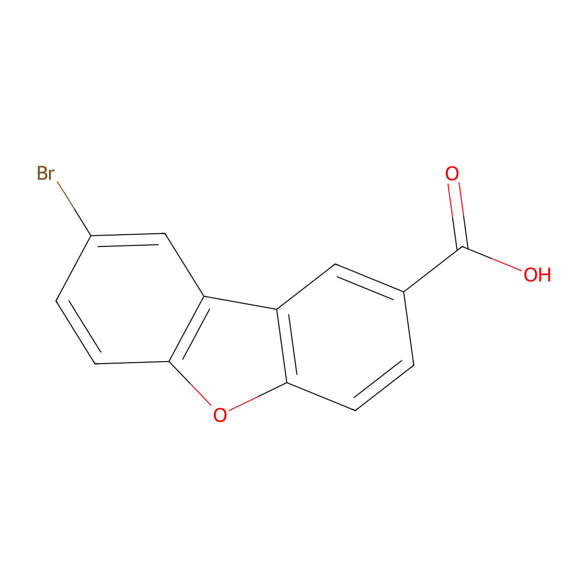 8-bromo-2-Dibenzofurancarboxylic acid molecular structure, CAS 133953-32-9