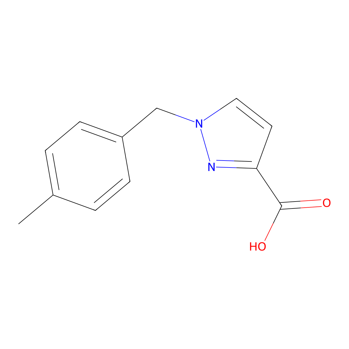 1-(4-Methylbenzyl)-1H-pyrazole-3-carboxylic acid molecular structure, CAS 1339532-44-3