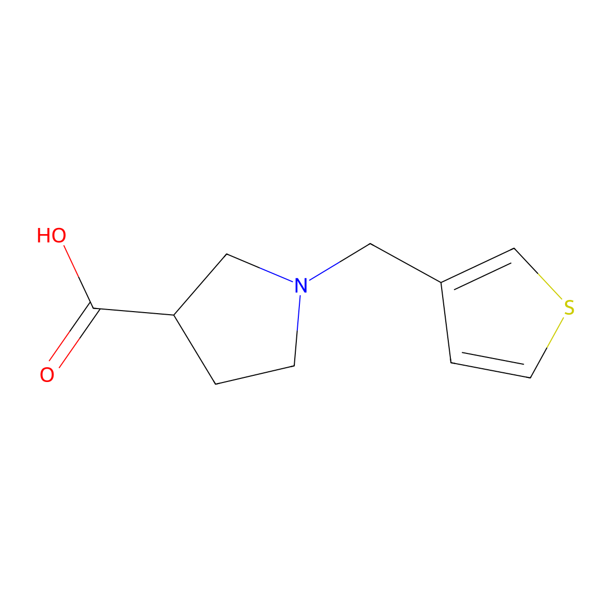 1-[(Thiophen-3-yl)methyl]pyrrolidine-3-carboxylic acid molecular structure, CAS 1339533-96-8