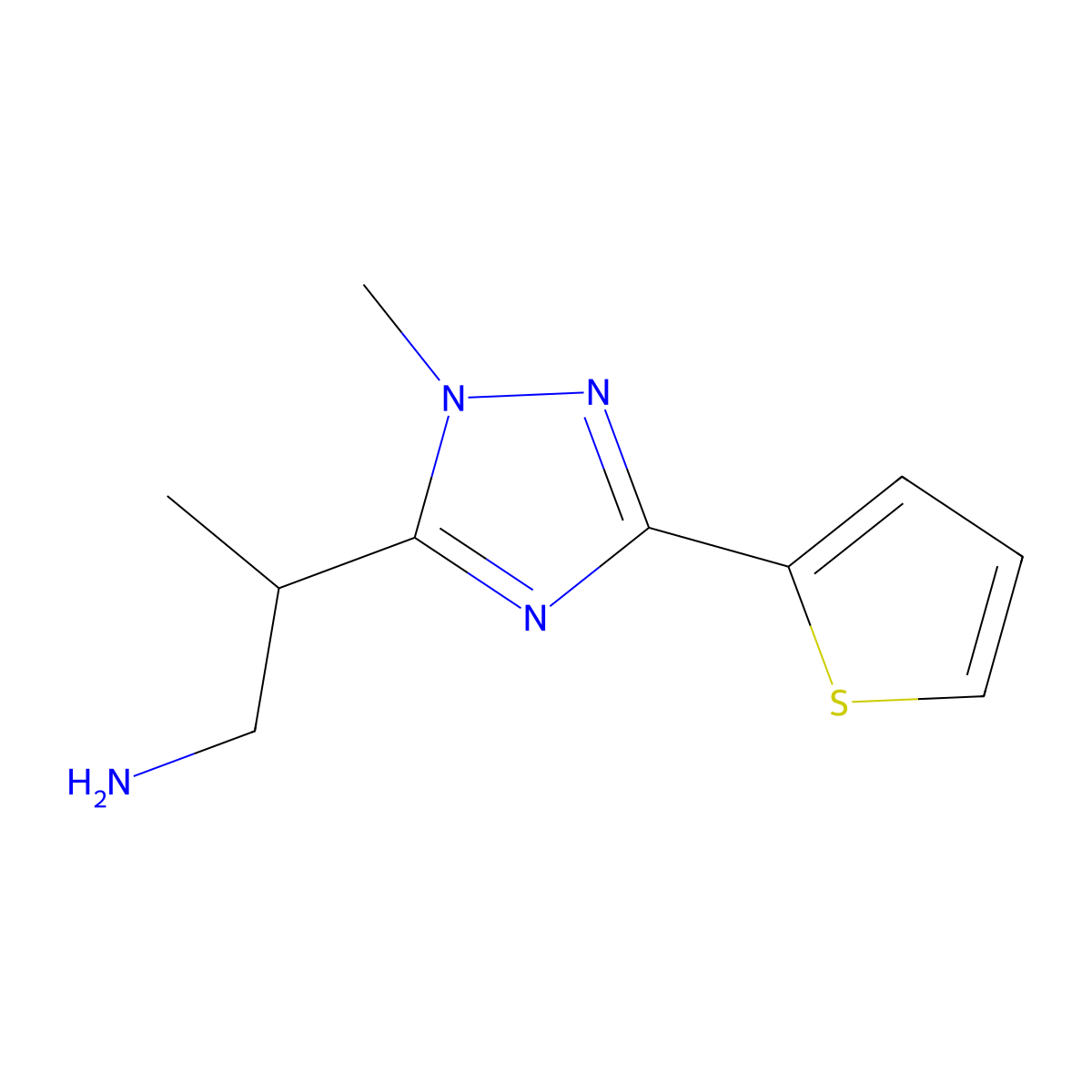 2-(1-Methyl-3-(thiophen-2-yl)-1h-1,2,4-triazol-5-yl)propan-1-amine molecular structure, CAS 1339536-24-1