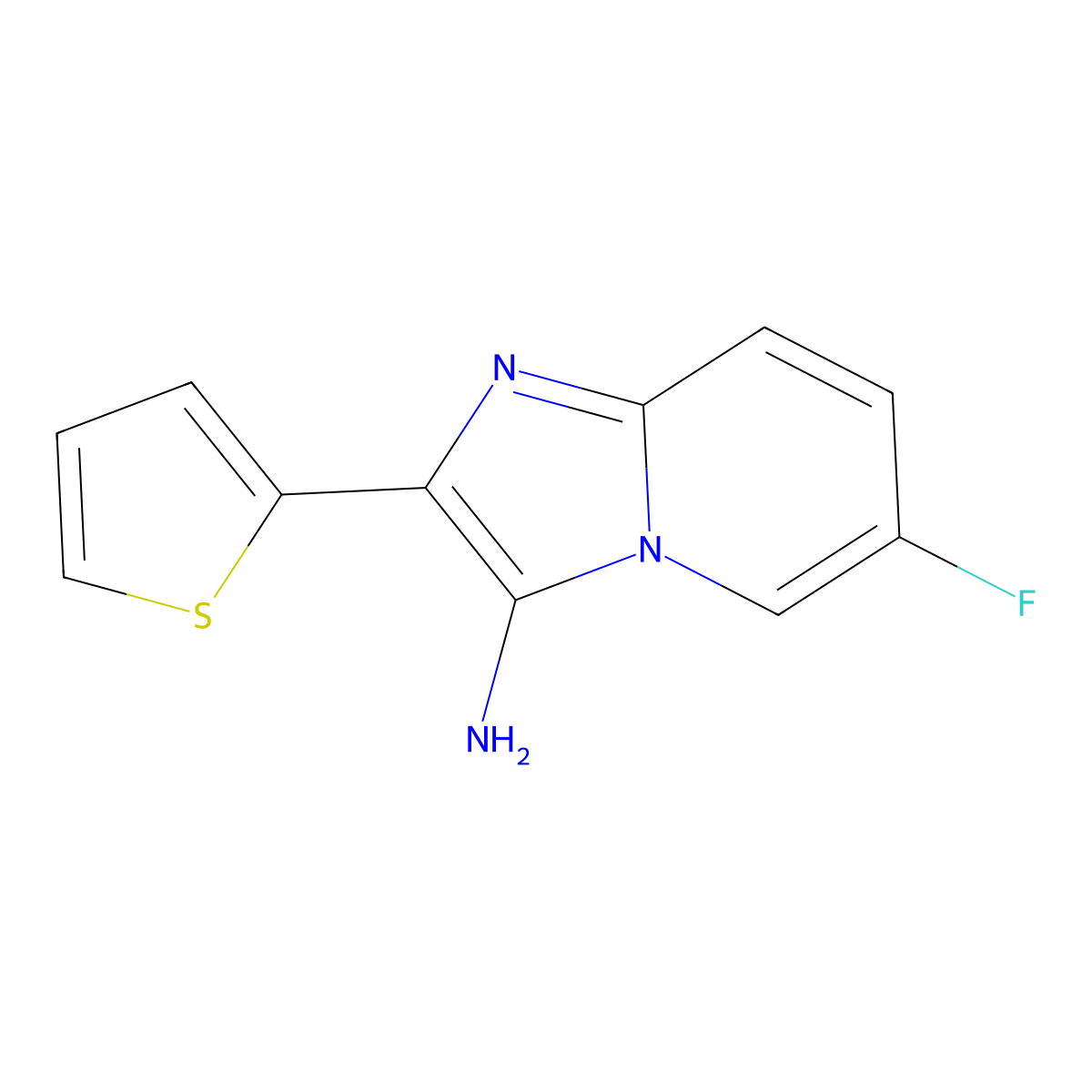 6-Fluoro-2-(thiophen-2-yl)imidazo[1,2-a]pyridin-3-amine molecular structure, CAS 1339536-82-1
