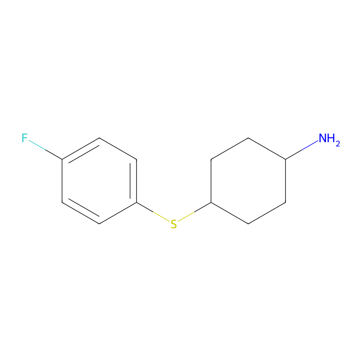 4-[(4-Fluorophenyl)sulfanyl]cyclohexan-1-amine molecular structure, CAS 1339539-72-8