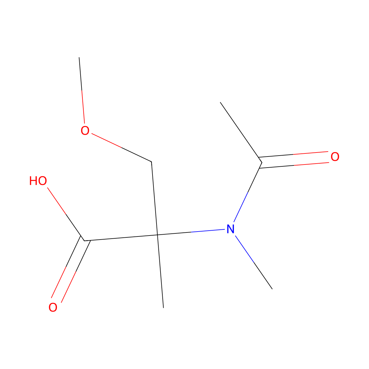 3-methoxy-2-methyl-2-(N-methylacetamido)propanoic acid molecular structure, CAS 1339540-88-3