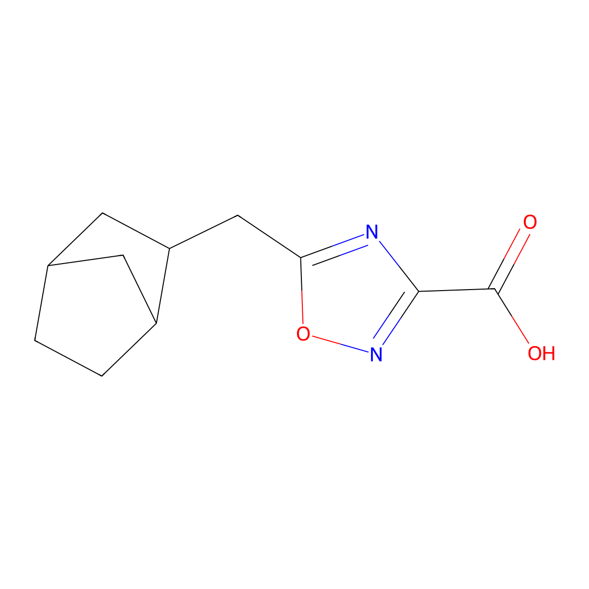 5-(Bicyclo[2.2.1]heptan-2-ylmethyl)-1,2,4-oxadiazole-3-carboxylic acid molecular structure, CAS 1339543-45-1