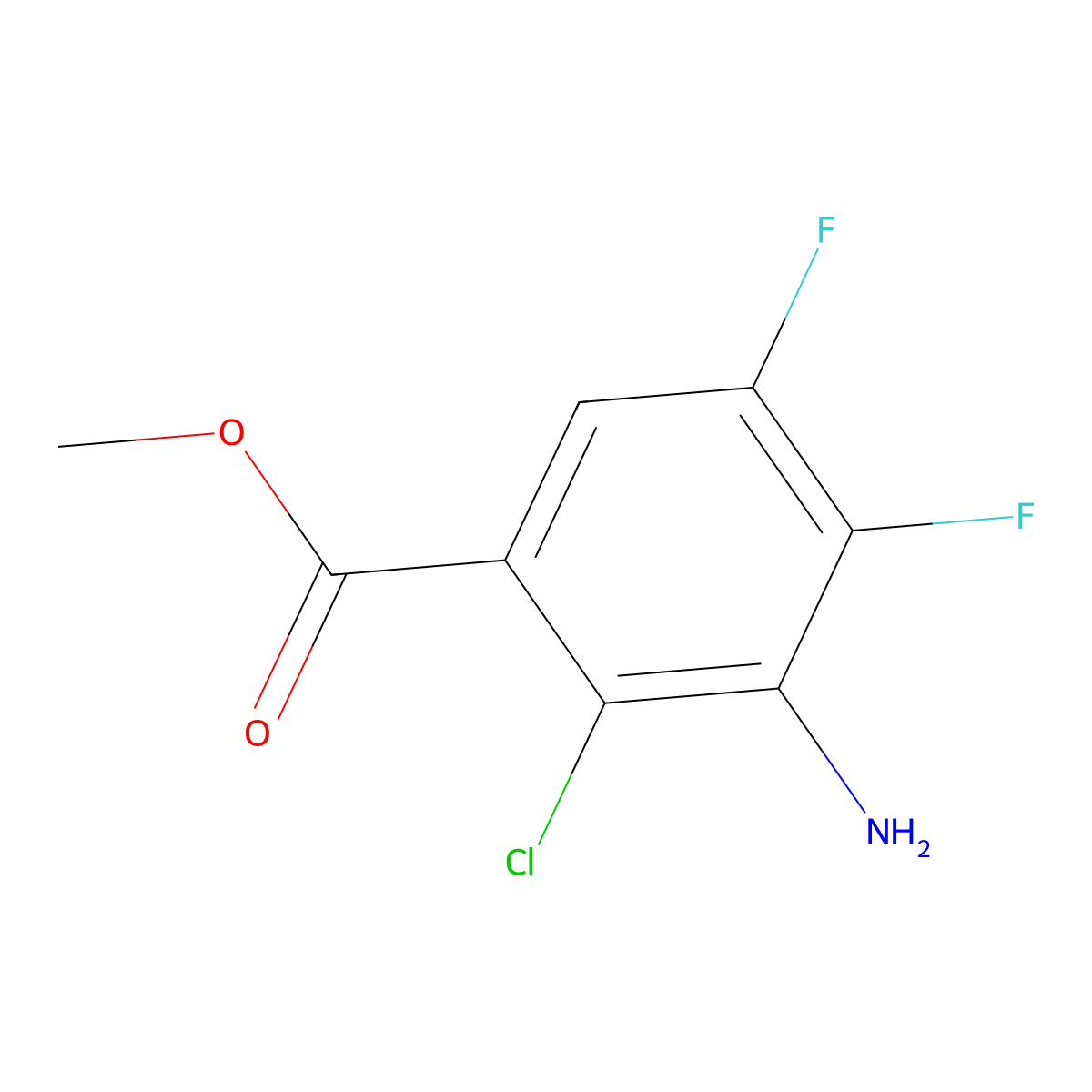 Methyl 3-amino-2-chloro-4,5-difluorobenzoate molecular structure, CAS 1339551-27-7