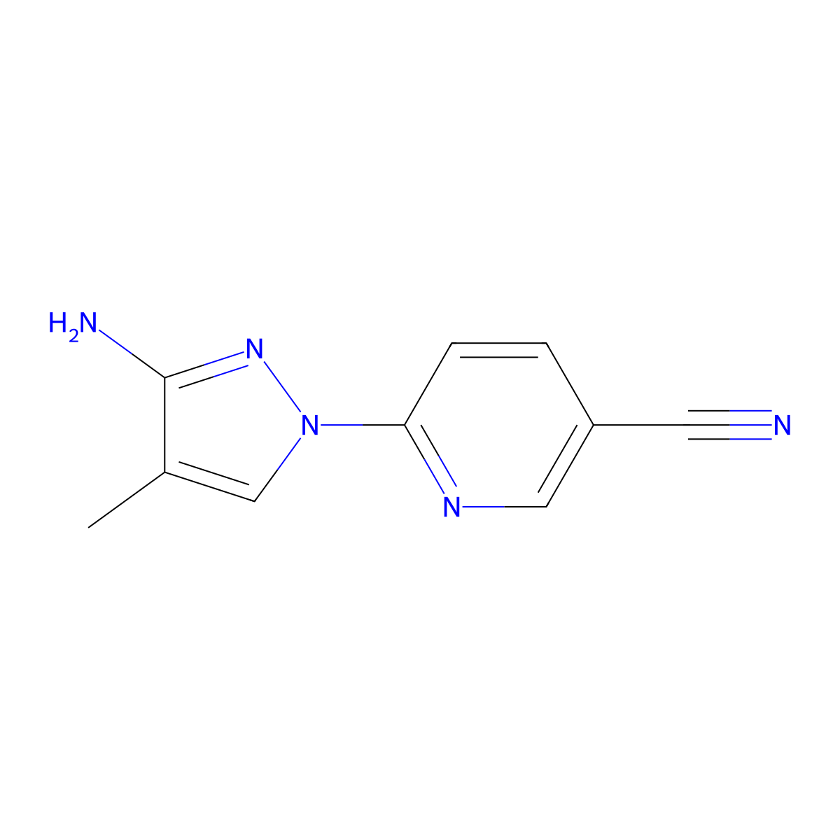 6-(3-amino-4-methyl-1H-pyrazol-1-yl)pyridine-3-carbonitrile molecular structure, CAS 1339553-89-7