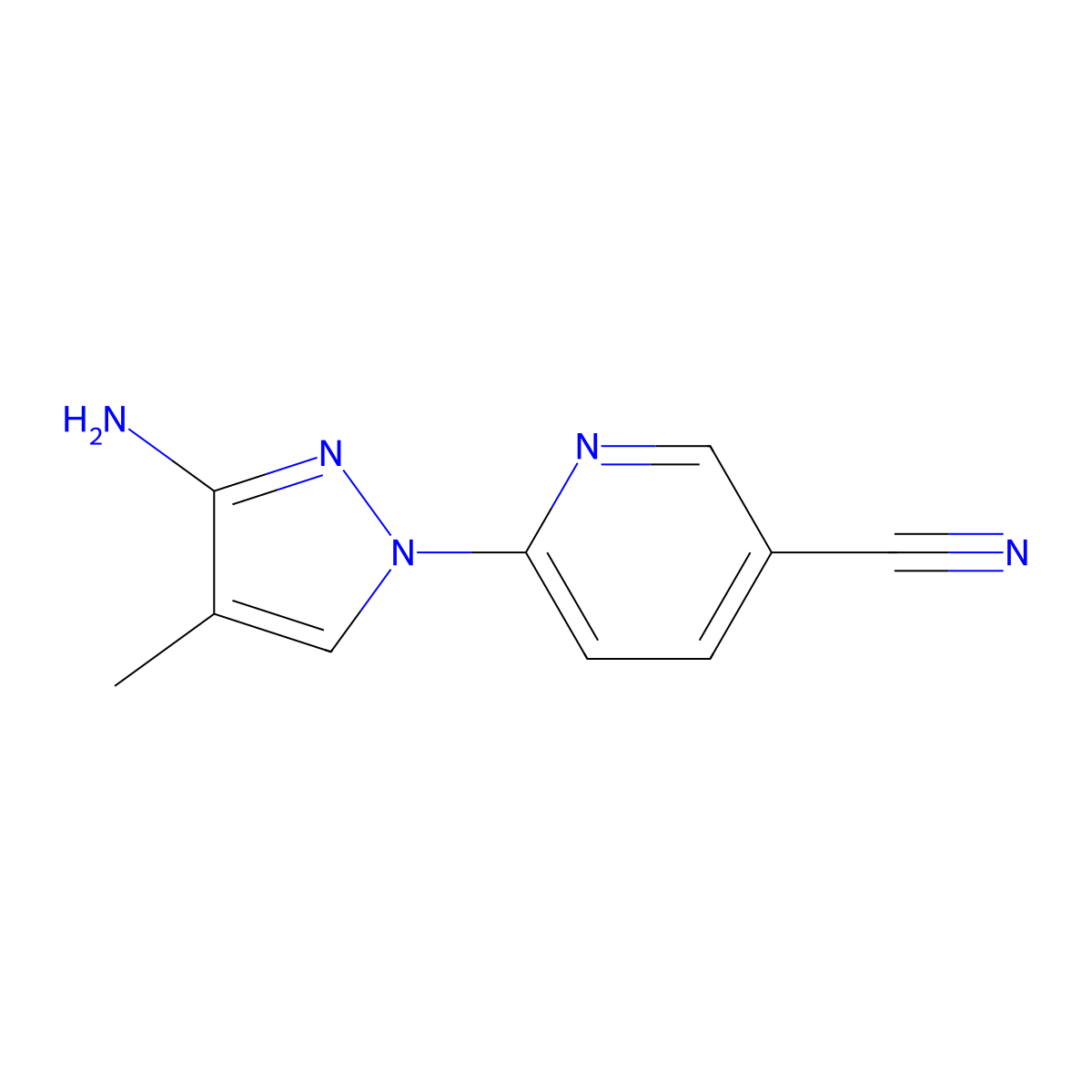 6-(3-amino-4-methyl-1H-pyrazol-1-yl)pyridine-3-carbonitrile molecular structure, CAS 1339553-89-7