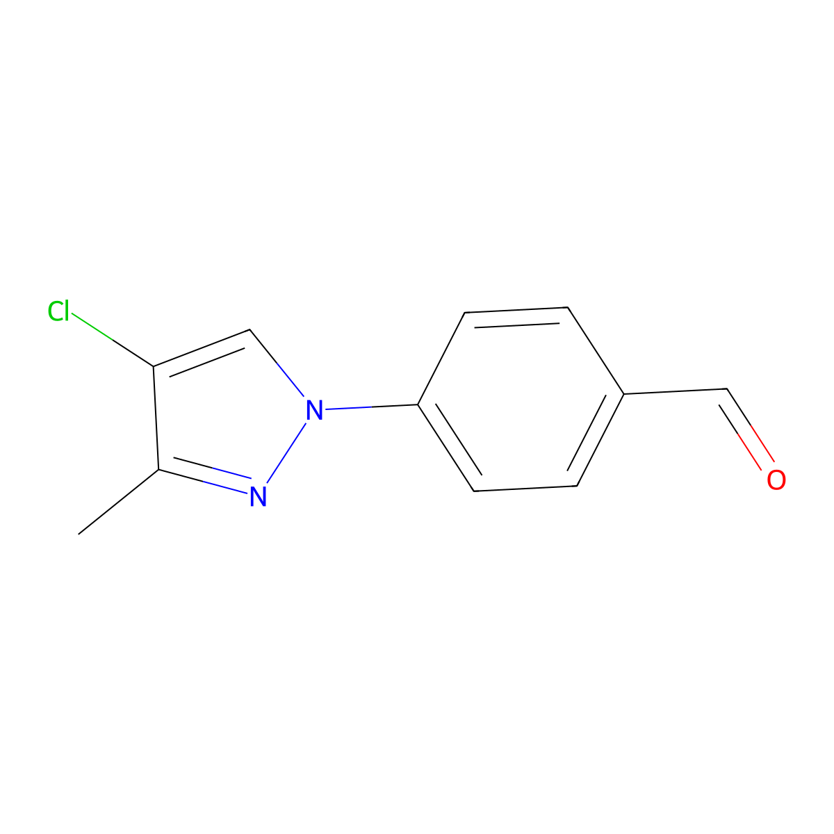 4-(4-chloro-3-methyl-1H-pyrazol-1-yl)benzaldehyde molecular structure, CAS 1339554-40-3