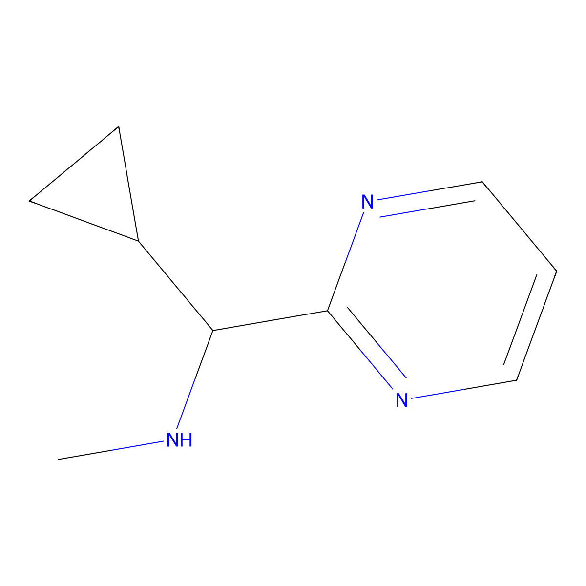 [Cyclopropyl(pyrimidin-2-yl)methyl](methyl)amine molecular structure, CAS 1339555-61-1