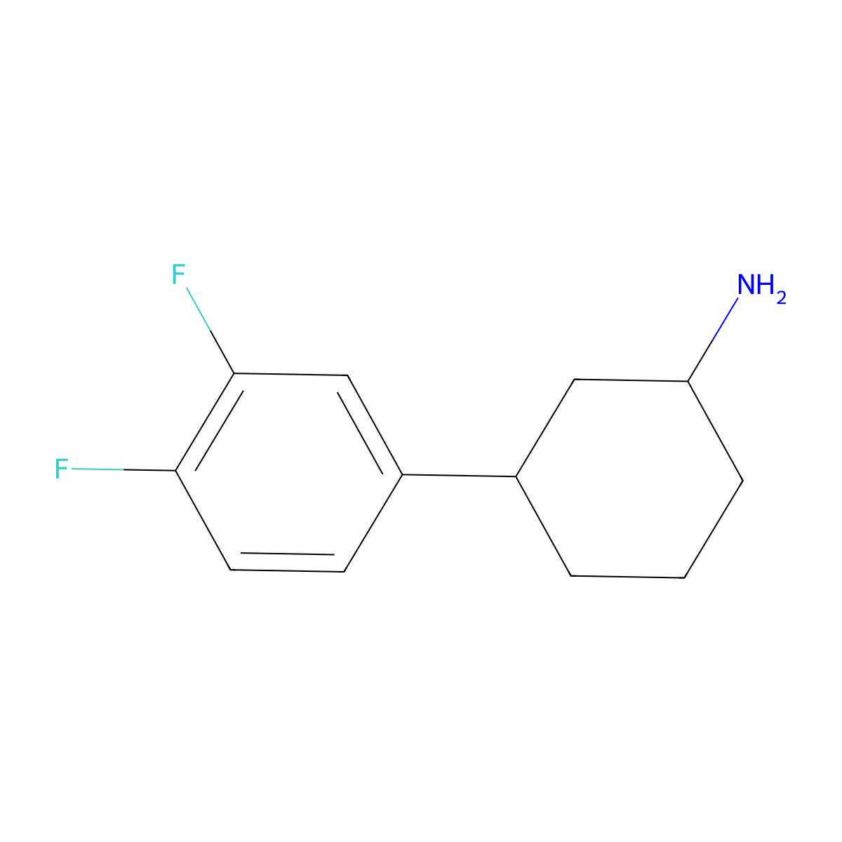 3-(3,4-Difluorophenyl)cyclohexan-1-amine molecular structure, CAS 1339557-37-7
