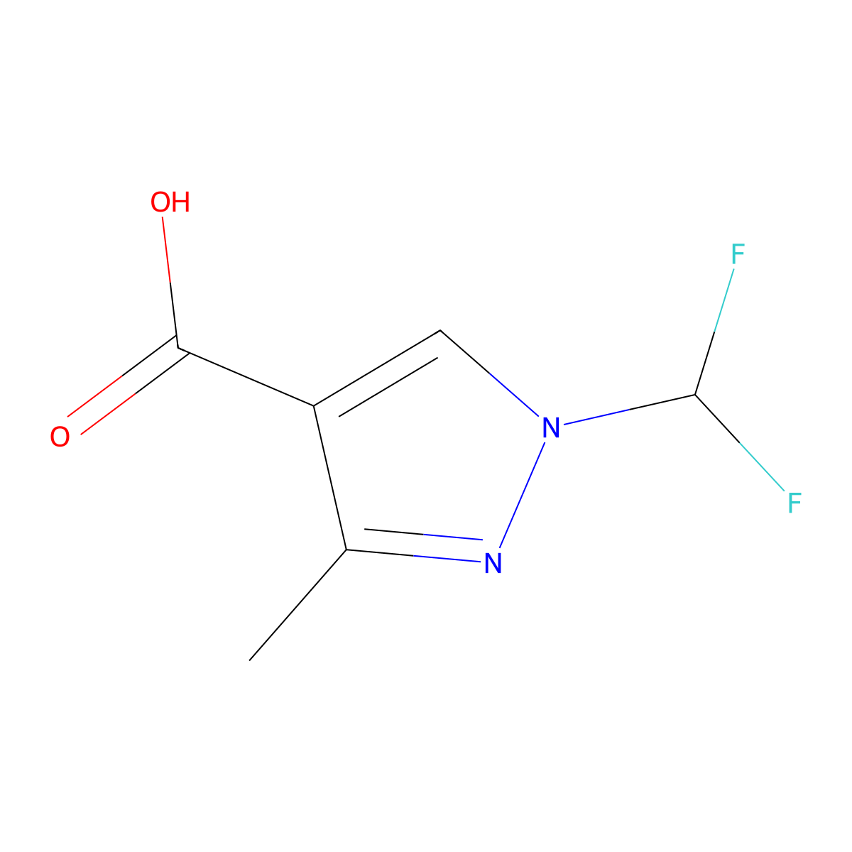 1-(difluoromethyl)-3-methyl-1H-pyrazole-4-carboxylic acid molecular structure, CAS 1339559-21-5